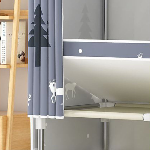 Modern Style Wardrobe Armoire Steel Frame Home Wardrobe with Drawers