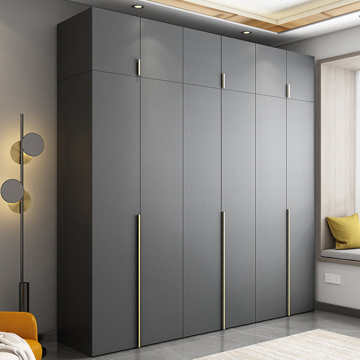 Black Storage Cabinet with Garment Rod Modern Manufactured Wood Cabinet for Bedroom