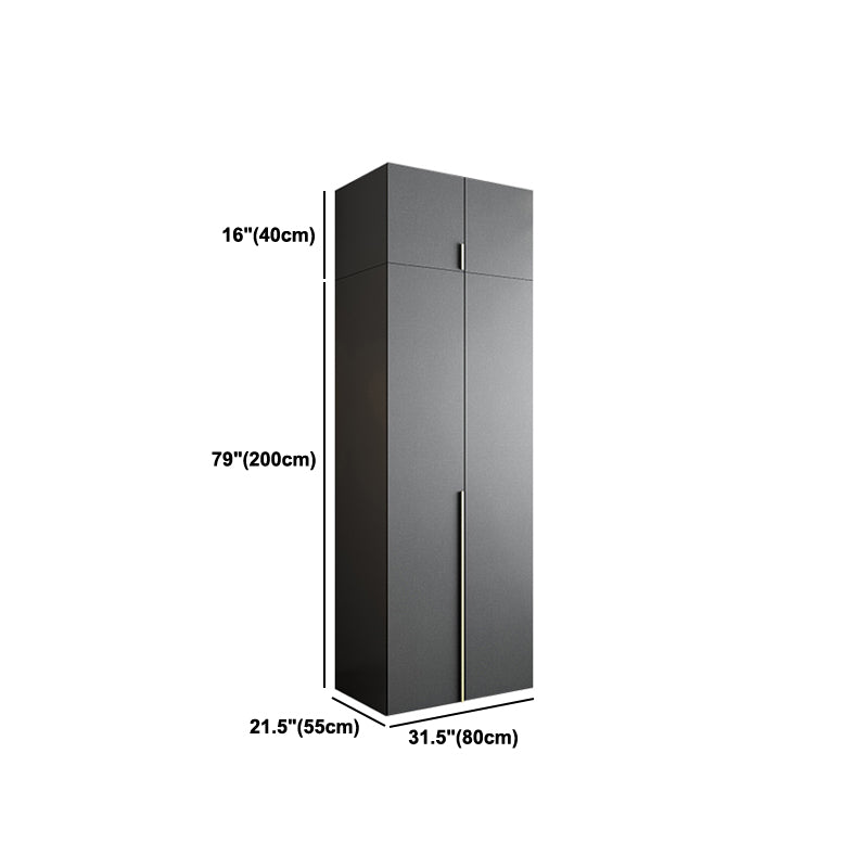 Black Storage Cabinet with Garment Rod Modern Manufactured Wood Cabinet for Bedroom