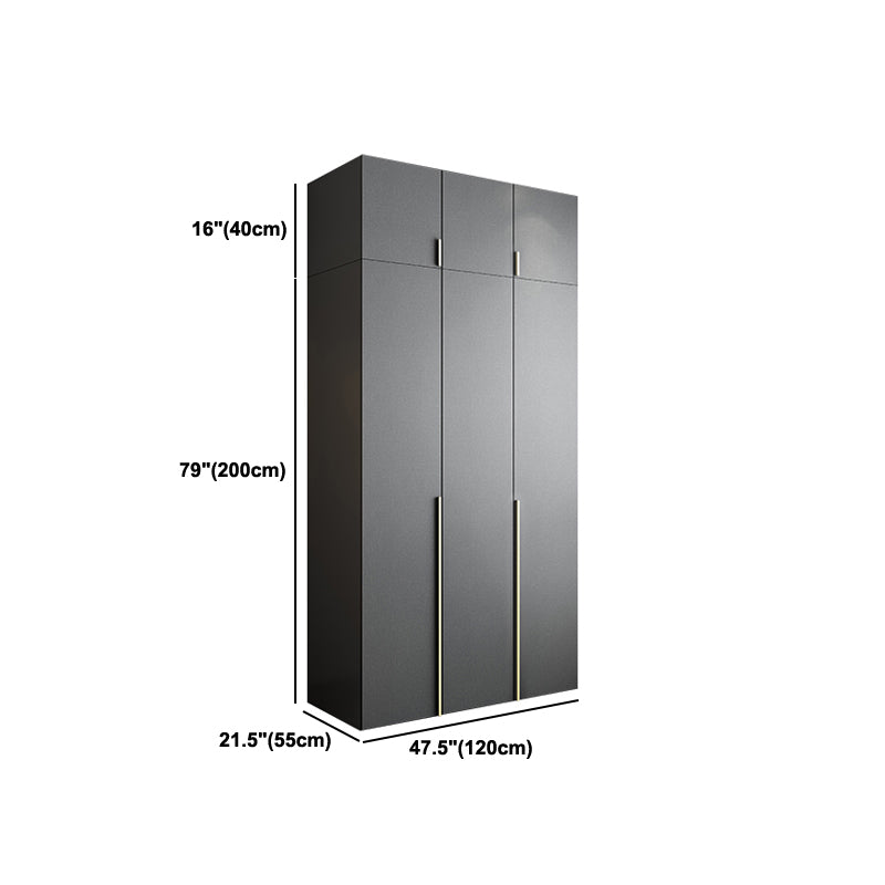 Black Storage Cabinet with Garment Rod Modern Manufactured Wood Cabinet for Bedroom