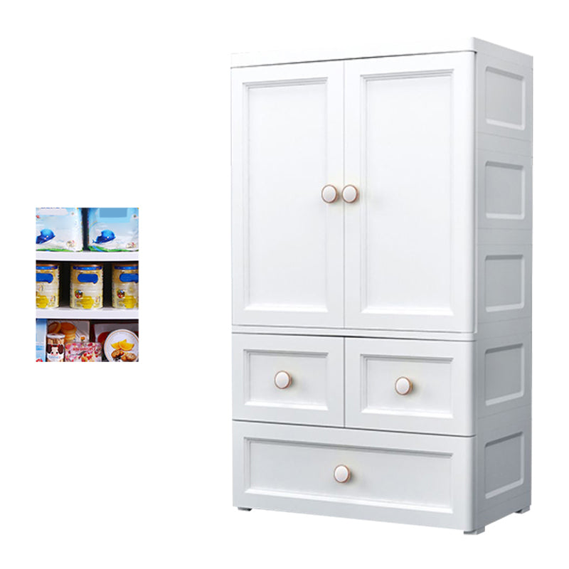 White and Grey Wardrobe Armoire Contemporary Plastic Wardrobe