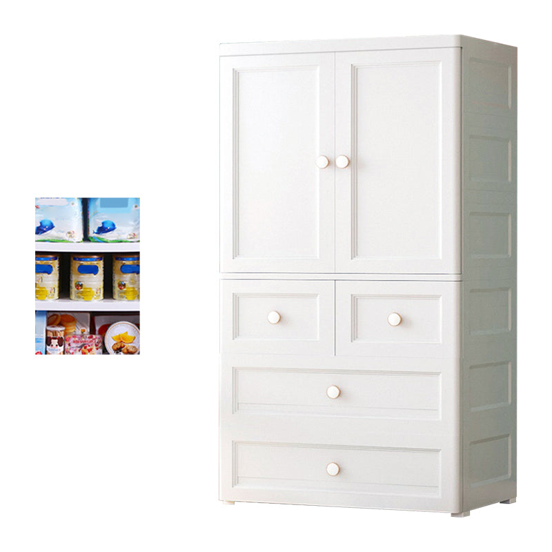 White and Grey Wardrobe Armoire Contemporary Plastic Wardrobe