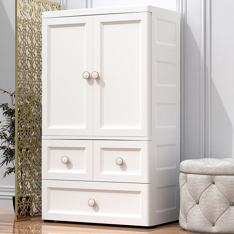 White and Grey Wardrobe Armoire Contemporary Plastic Wardrobe