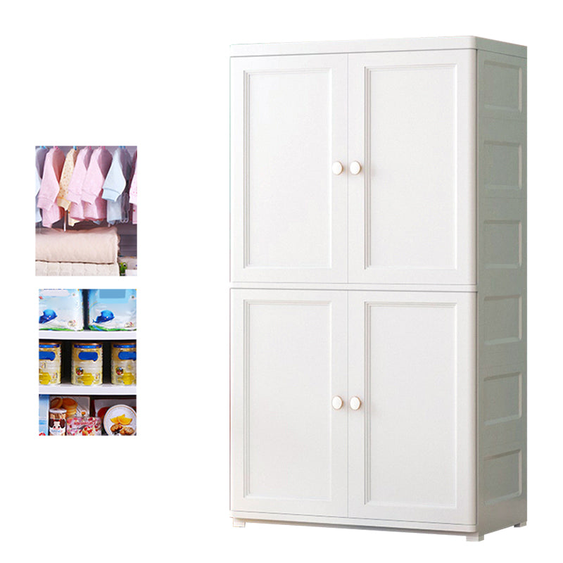 White and Grey Wardrobe Armoire Contemporary Plastic Wardrobe