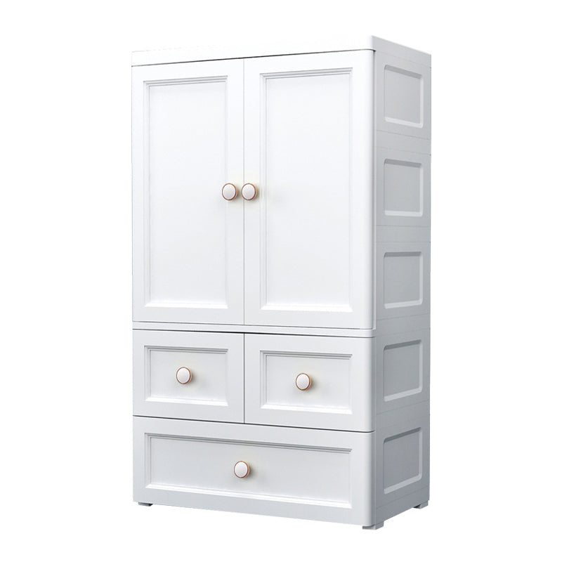 White and Grey Wardrobe Armoire Contemporary Plastic Wardrobe
