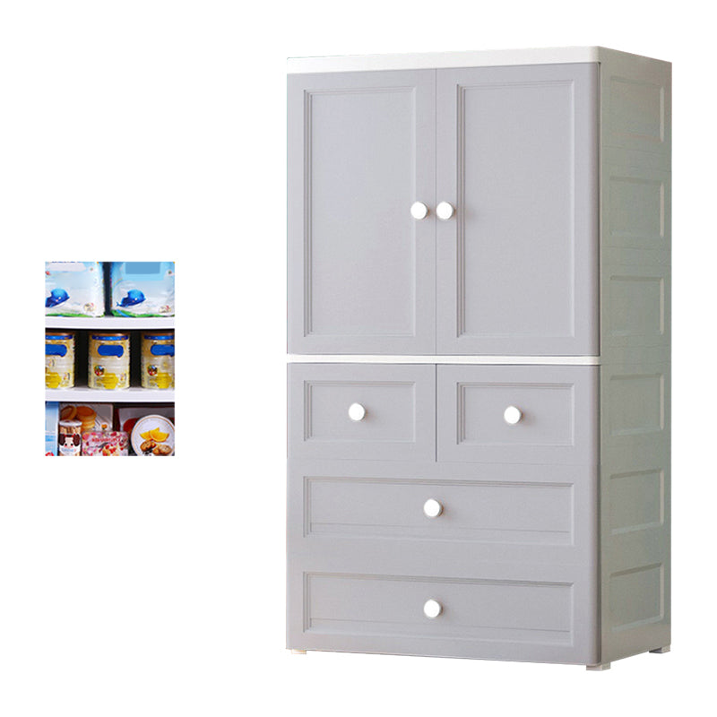 White and Grey Wardrobe Armoire Contemporary Plastic Wardrobe