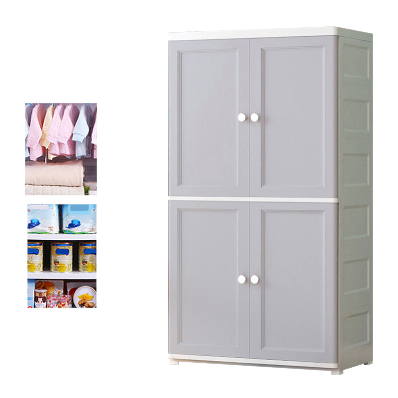 White and Grey Wardrobe Armoire Contemporary Plastic Wardrobe