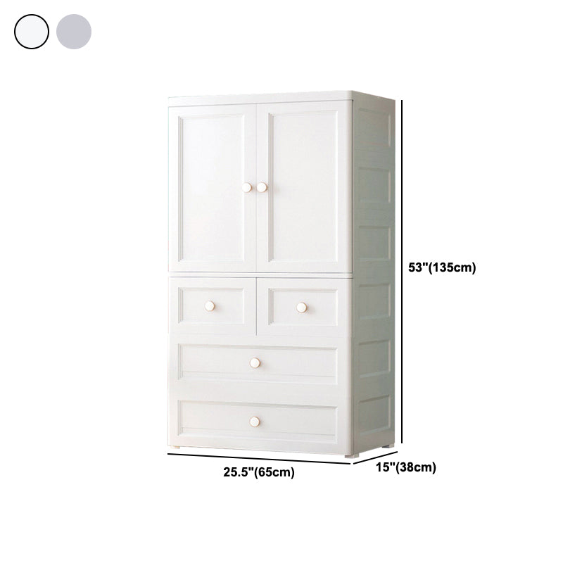 White and Grey Wardrobe Armoire Contemporary Plastic Wardrobe