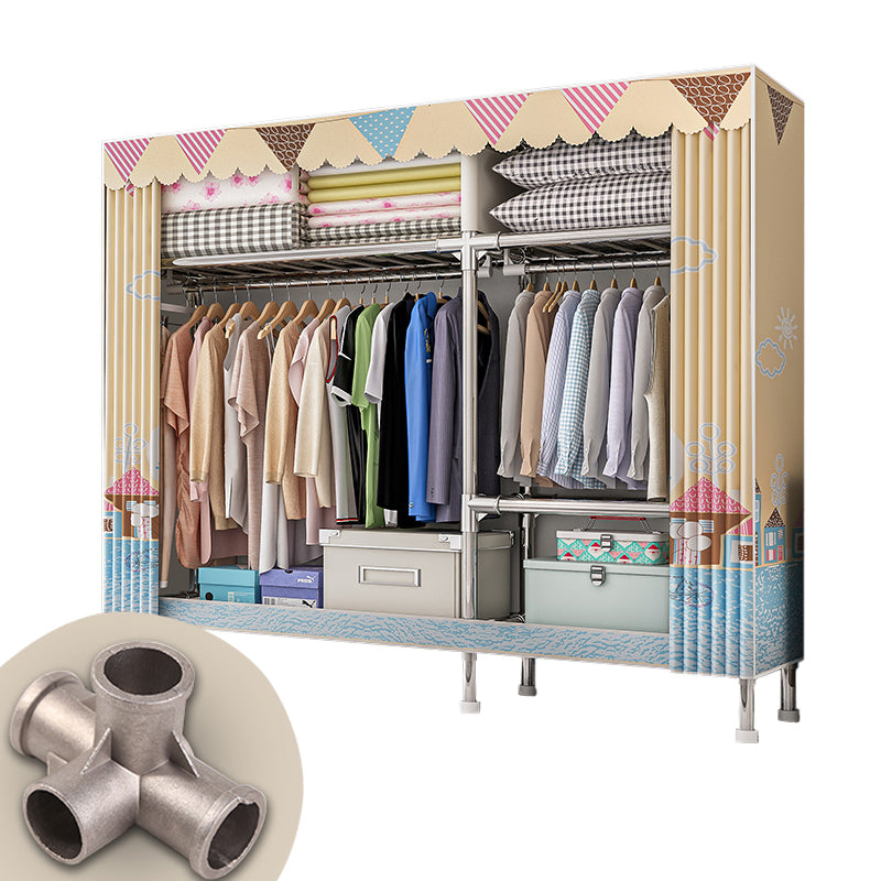 Metal Frame Home Wardrobe Armoire Modern Style Wardrobe with Shelves