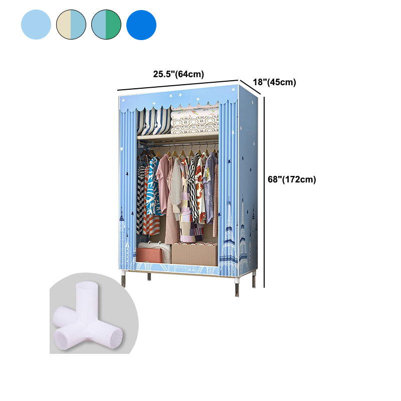 Metal Frame Home Wardrobe Armoire Modern Style Wardrobe with Shelves