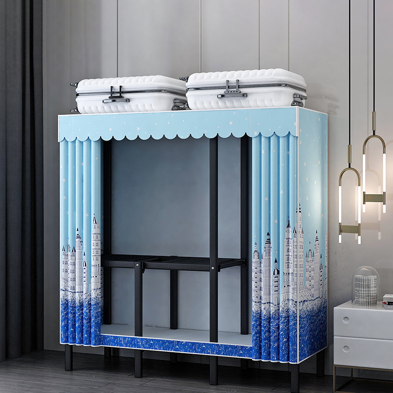 Black Steel Frame Wardrobe Contemporary Folding Wardrobe Armoire