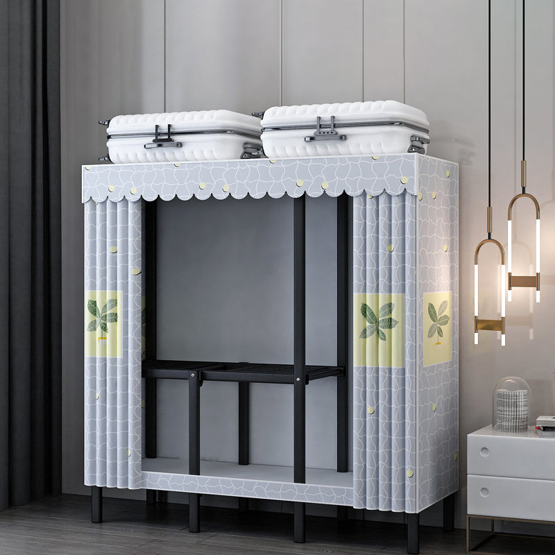 Black Steel Frame Wardrobe Contemporary Folding Wardrobe Armoire