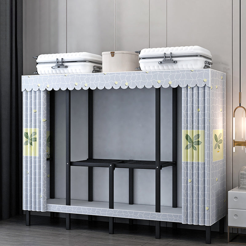 Black Steel Frame Wardrobe Contemporary Folding Wardrobe Armoire