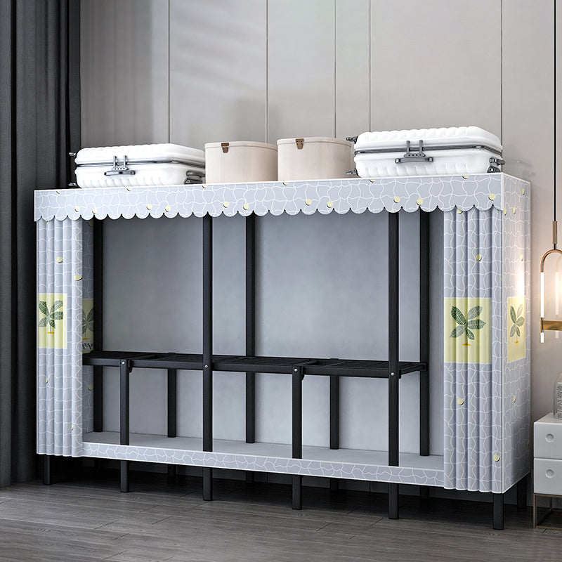 Black Steel Frame Wardrobe Contemporary Folding Wardrobe Armoire