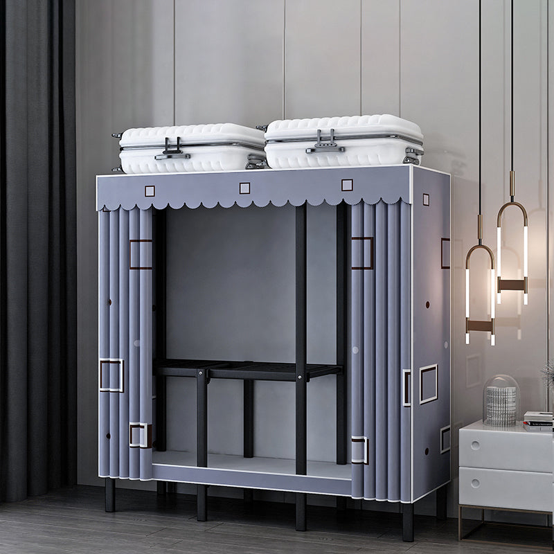 Black Steel Frame Wardrobe Contemporary Folding Wardrobe Armoire