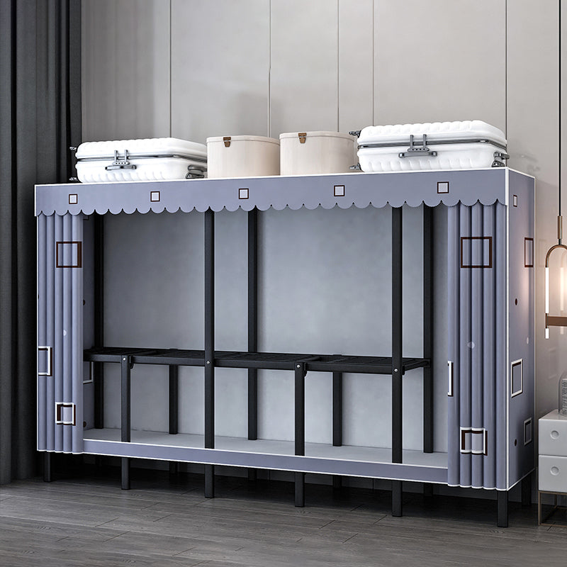 Black Steel Frame Wardrobe Contemporary Folding Wardrobe Armoire