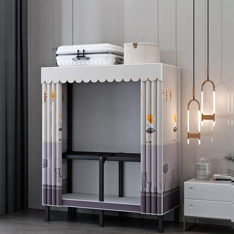 Black Steel Frame Wardrobe Contemporary Folding Wardrobe Armoire