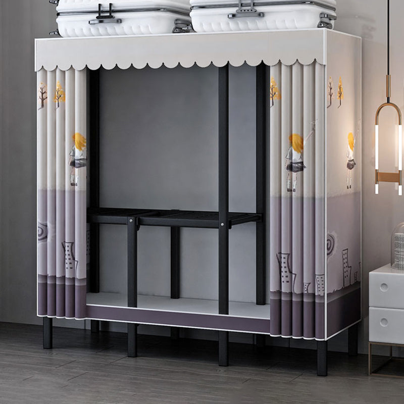 Black Steel Frame Wardrobe Contemporary Folding Wardrobe Armoire