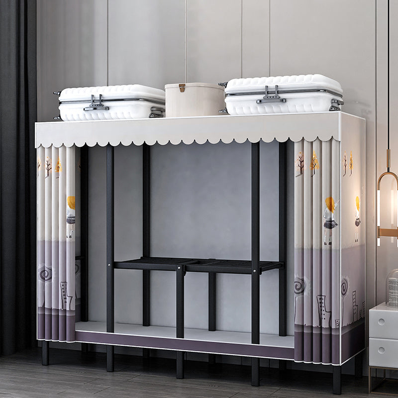 Black Steel Frame Wardrobe Contemporary Folding Wardrobe Armoire