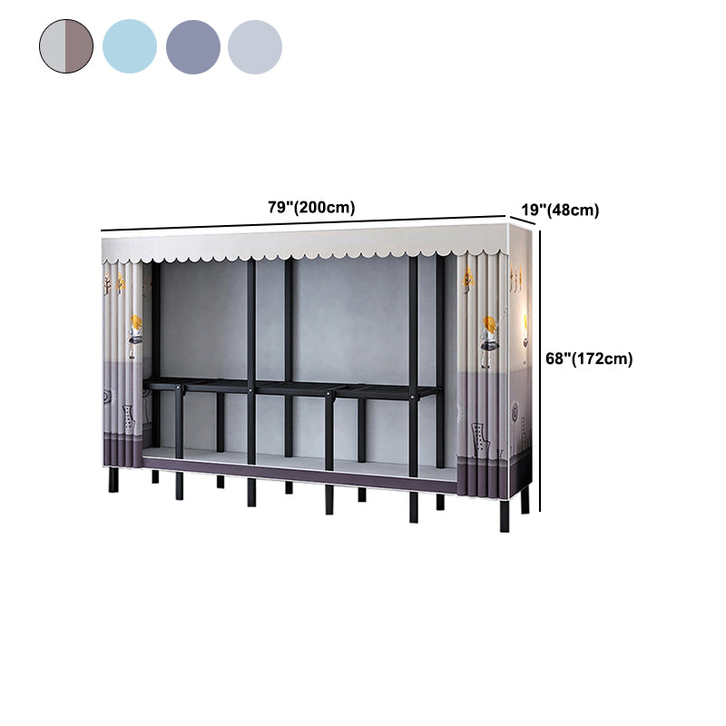 Black Steel Frame Wardrobe Contemporary Folding Wardrobe Armoire