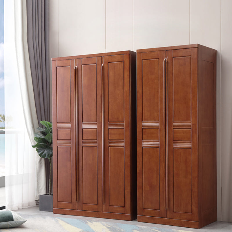 Rubberwood Wardrobe Closet with Shelves Traditional Wardrobe Cabinet