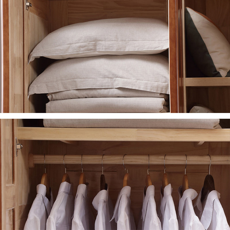 Rubberwood Wardrobe Closet with Shelves Traditional Wardrobe Cabinet