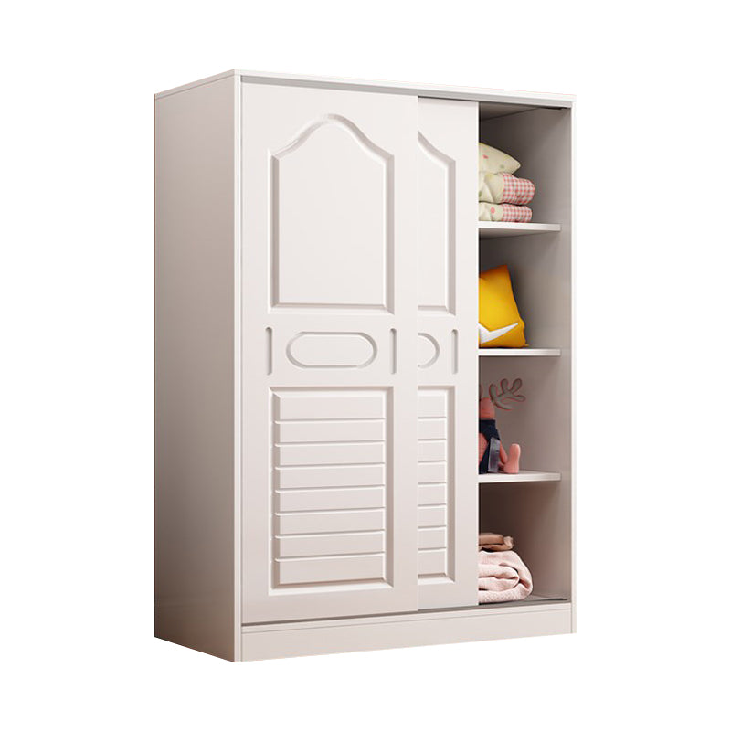 Contemporary Wood Wardrobe 2-Door Wardrobe Closet for Bedroom
