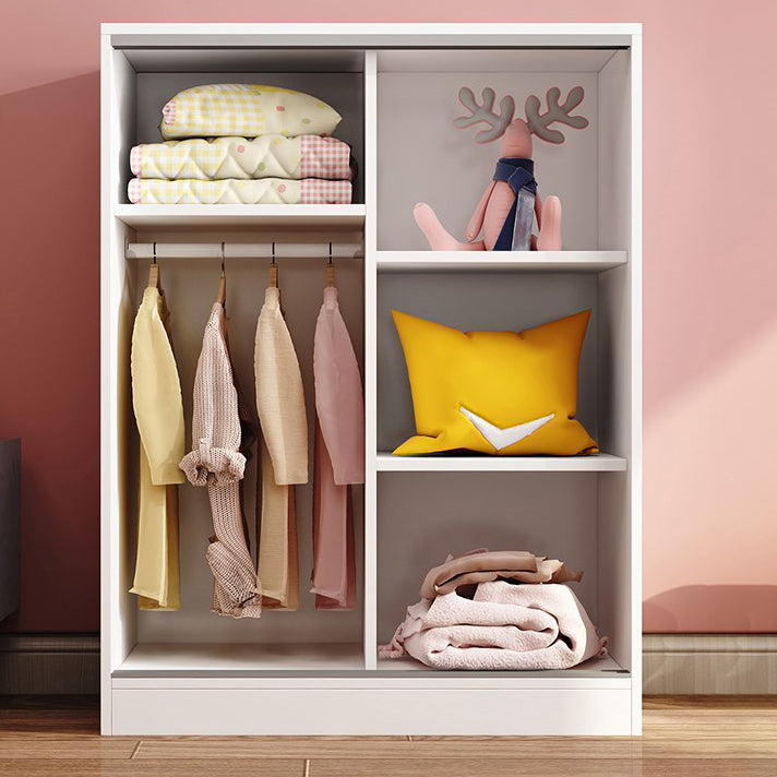 Contemporary Wood Wardrobe 2-Door Wardrobe Closet for Bedroom