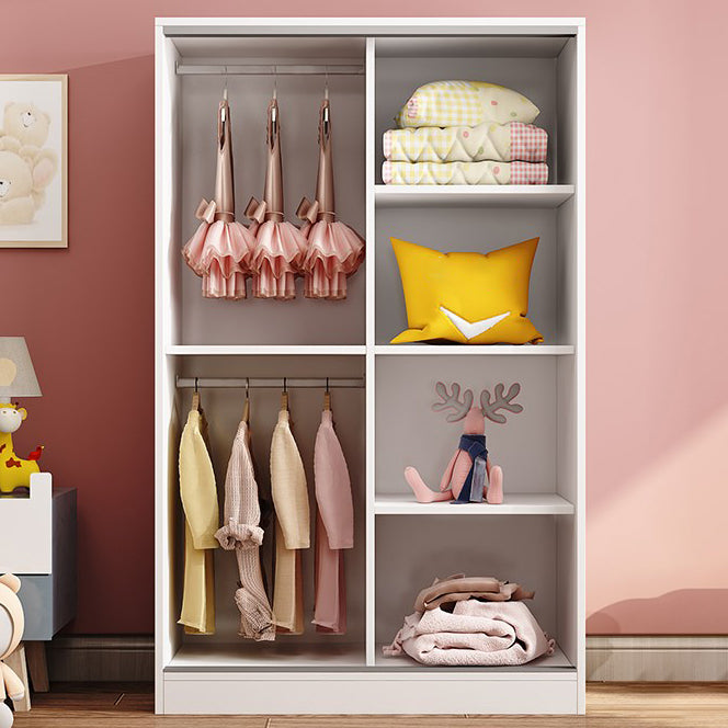 Contemporary Wood Wardrobe 2-Door Wardrobe Closet for Bedroom