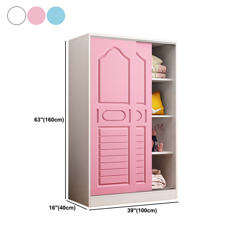 Contemporary Wood Wardrobe 2-Door Wardrobe Closet for Bedroom