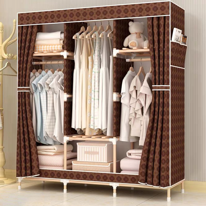 Contemporary Style Wardrobe Solid Wood Wardrobe Closet with Legs