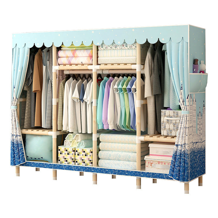 Contemporary Style Wardrobe Solid Wood Wardrobe Closet with Legs