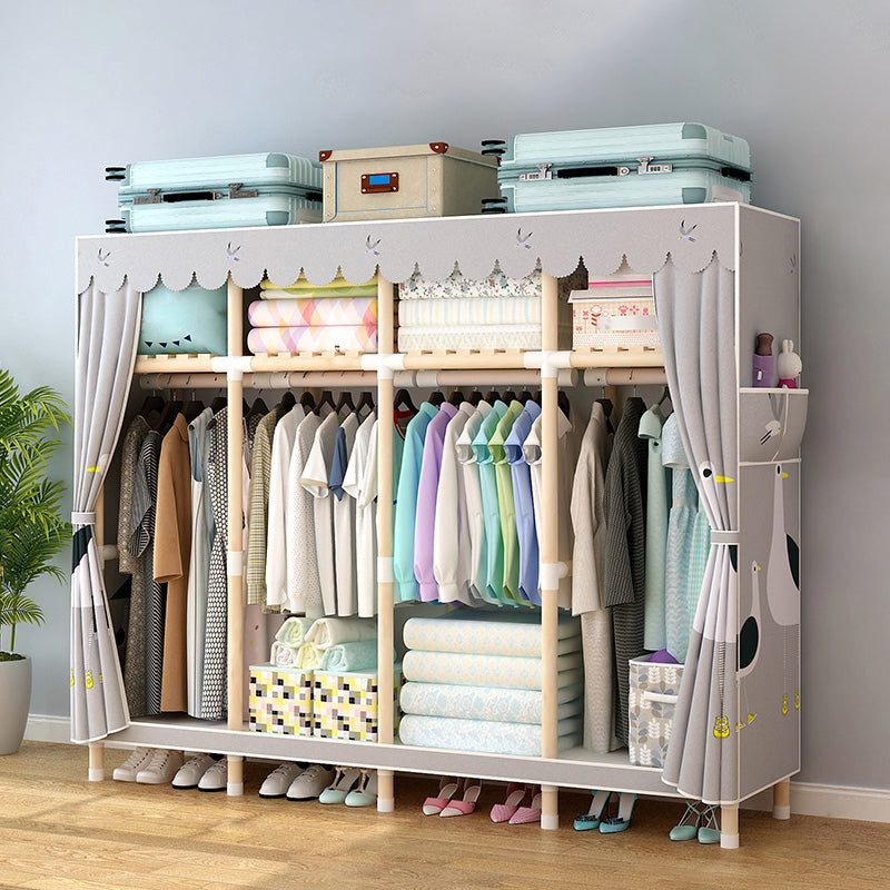 Contemporary Style Wardrobe Solid Wood Wardrobe Closet with Legs