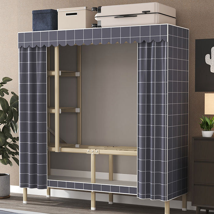 Contemporary Style Metal Wardrobe Cloth Rod Included Wardrobe Closet