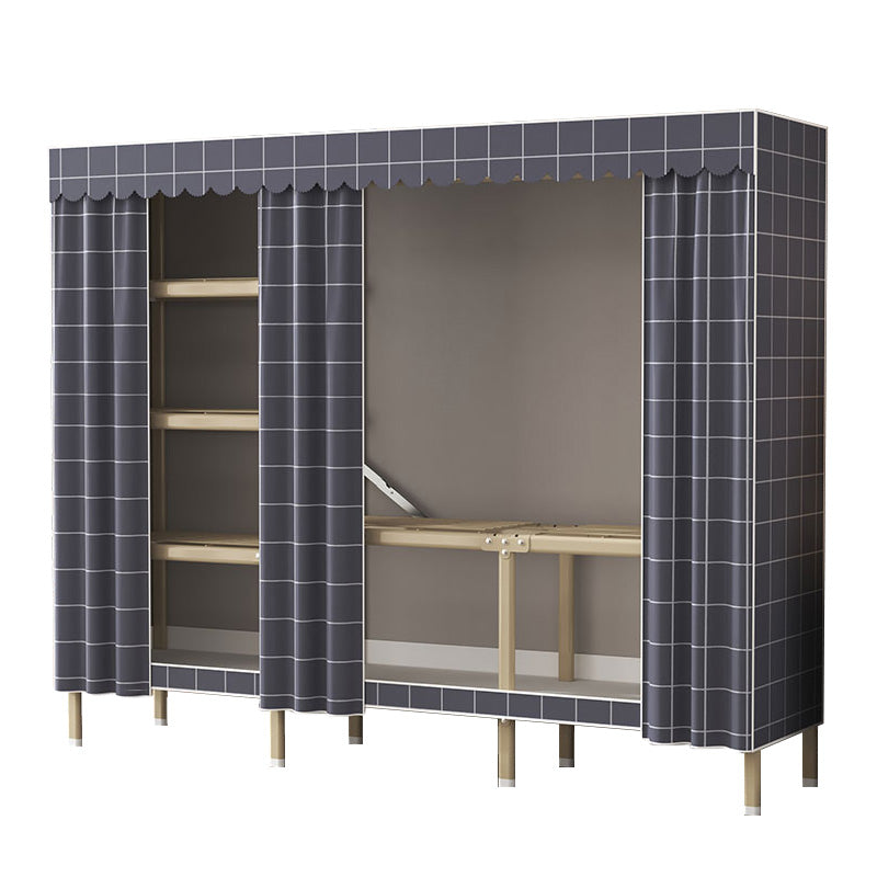 Contemporary Style Metal Wardrobe Cloth Rod Included Wardrobe Closet
