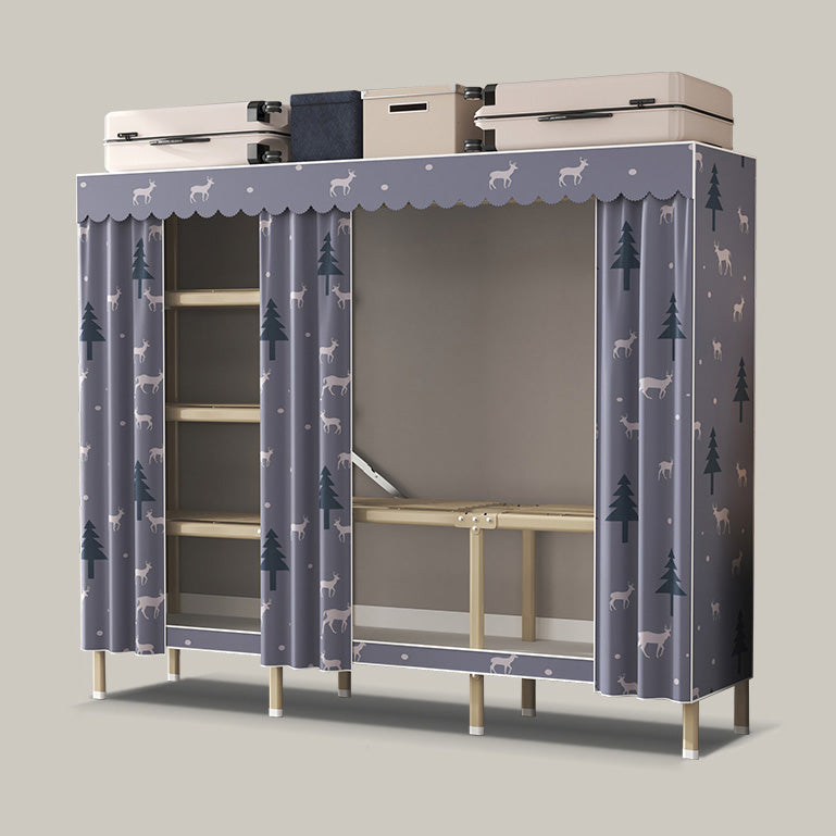 Contemporary Style Metal Wardrobe Cloth Rod Included Wardrobe Closet