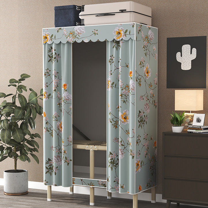 Contemporary Style Metal Wardrobe Cloth Rod Included Wardrobe Closet