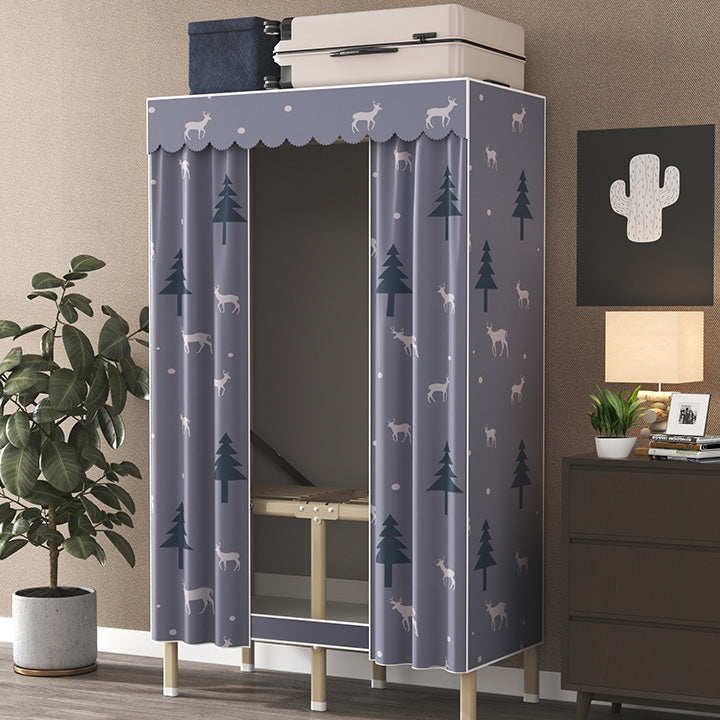 Contemporary Style Metal Wardrobe Cloth Rod Included Wardrobe Closet