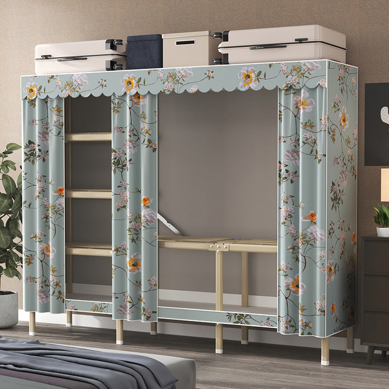 Contemporary Style Metal Wardrobe Cloth Rod Included Wardrobe Closet