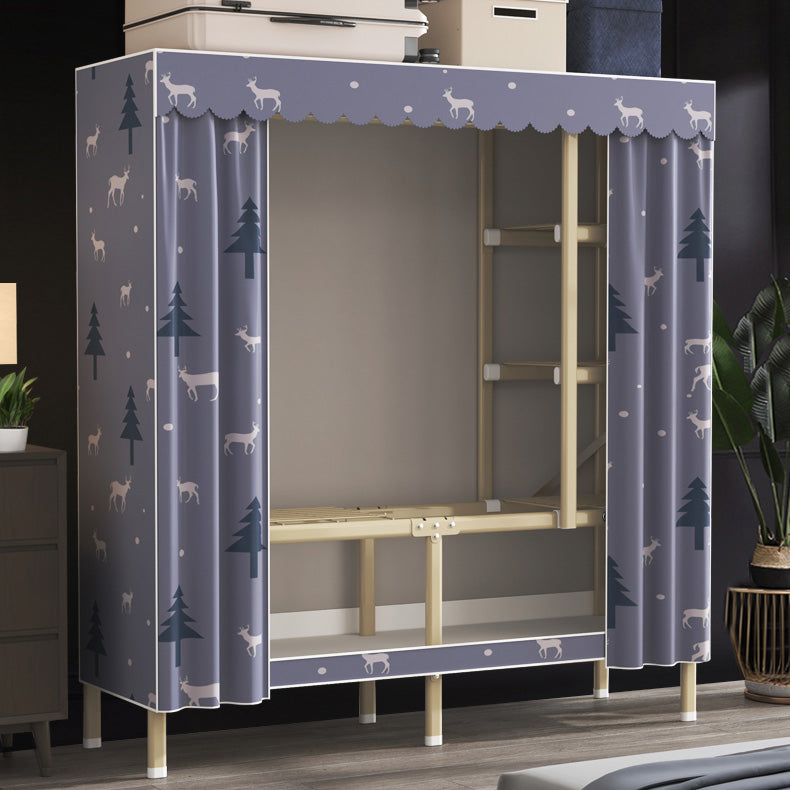 Contemporary Style Metal Wardrobe Cloth Rod Included Wardrobe Closet