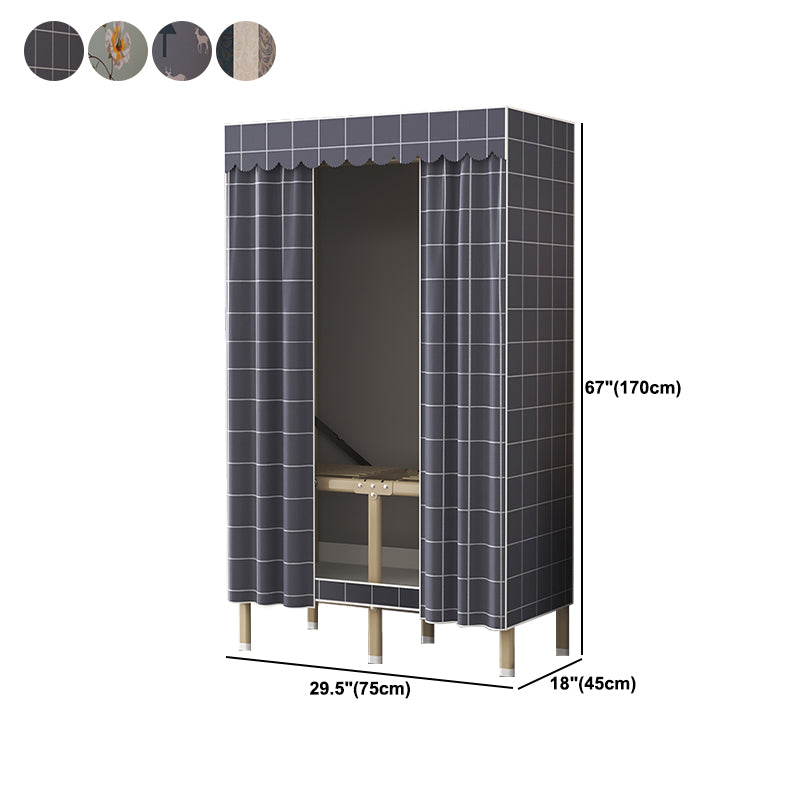 Contemporary Style Metal Wardrobe Cloth Rod Included Wardrobe Closet