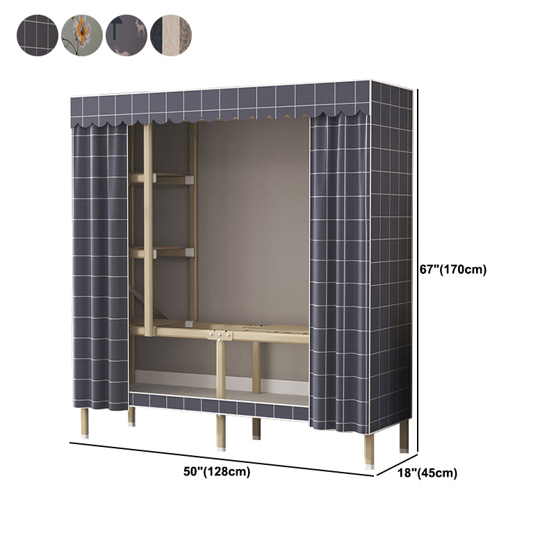 Contemporary Style Metal Wardrobe Cloth Rod Included Wardrobe Closet