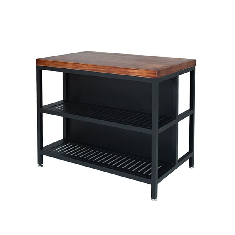 Industrial Stationary Kitchen Island Table Wood Kitchen Island Table with Open Storage
