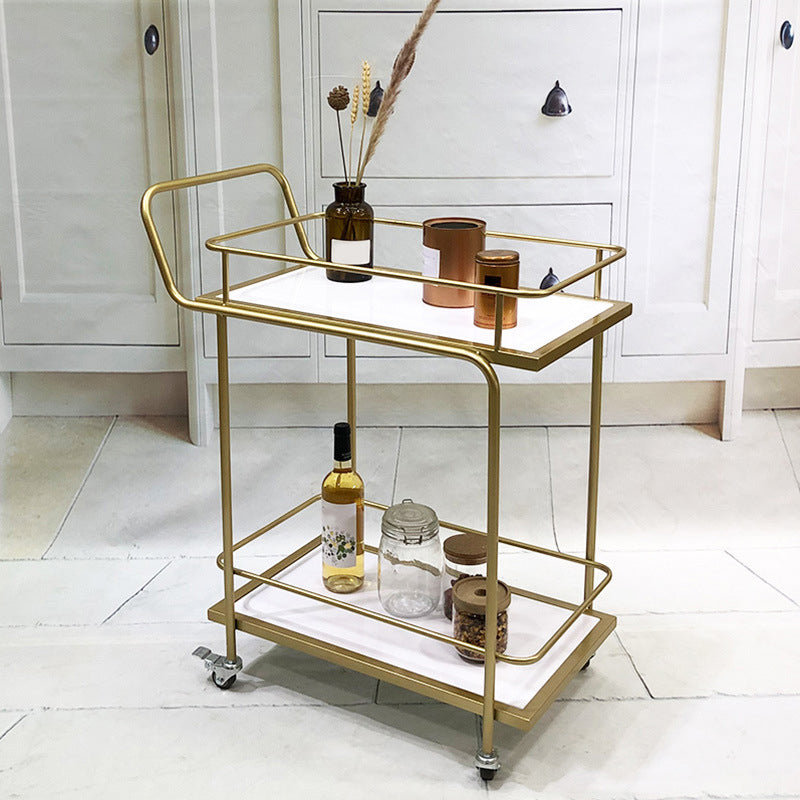 Contemporary 33.86"H Metal Prep Table Rolling Prep Table for Dining Room