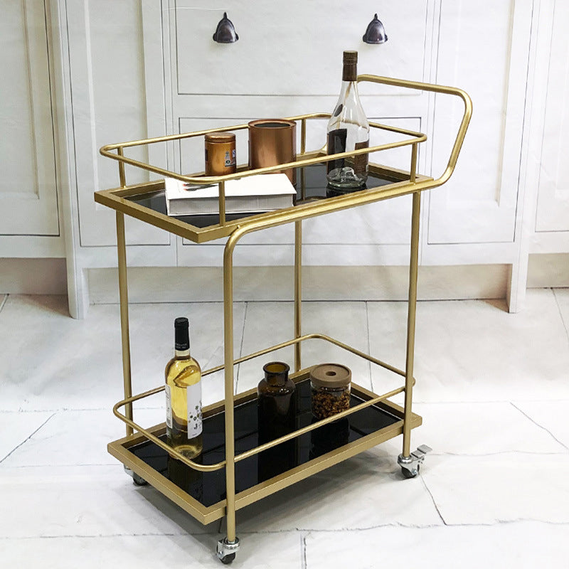 Contemporary 33.86"H Metal Prep Table Rolling Prep Table for Dining Room