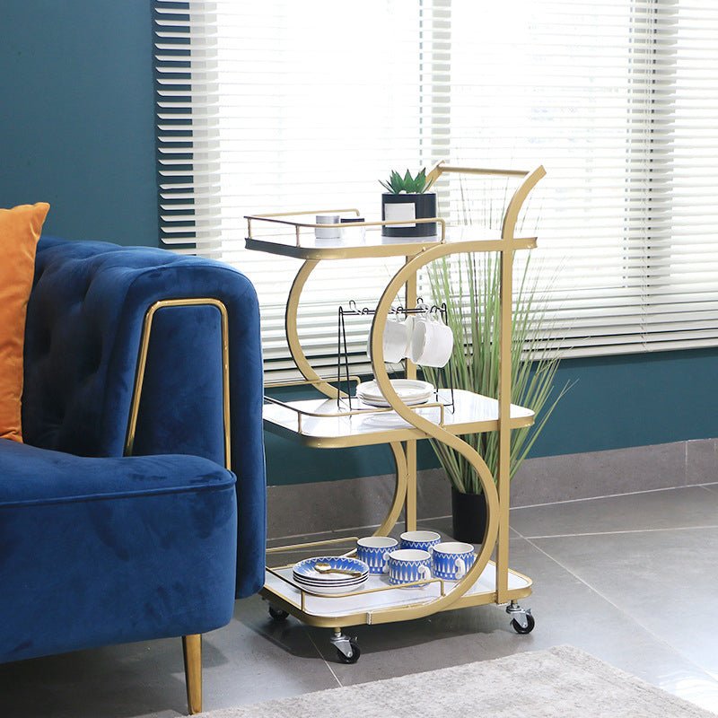 33" High Rolling Contemporary Prep Table Metal Prep Table with Open Storage