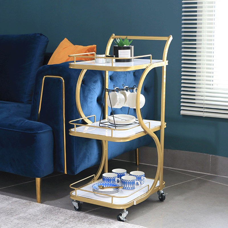 33" High Rolling Contemporary Prep Table Metal Prep Table with Open Storage