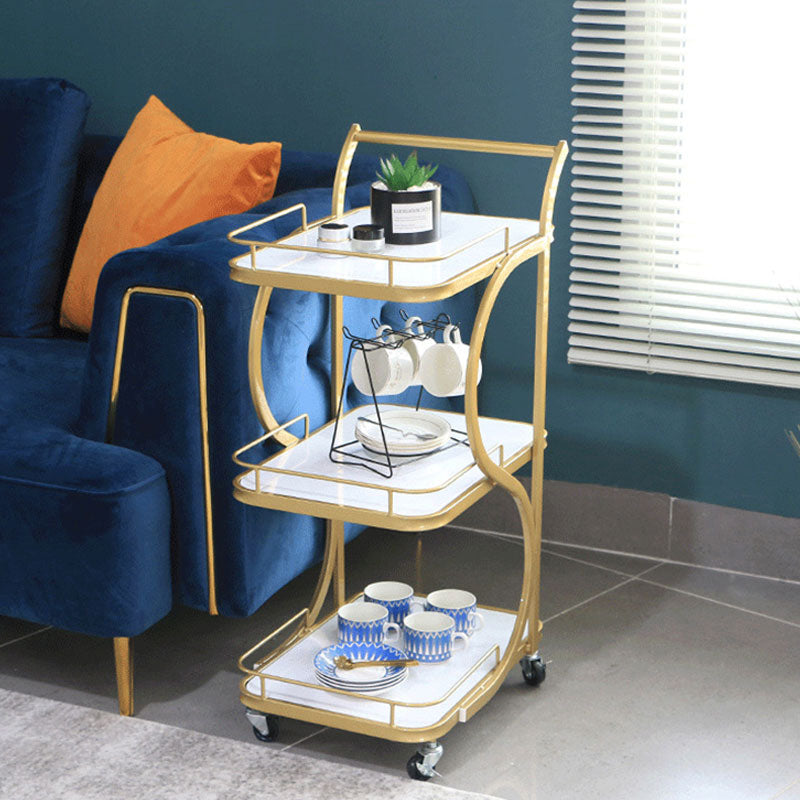 33" High Rolling Contemporary Prep Table Metal Prep Table with Open Storage