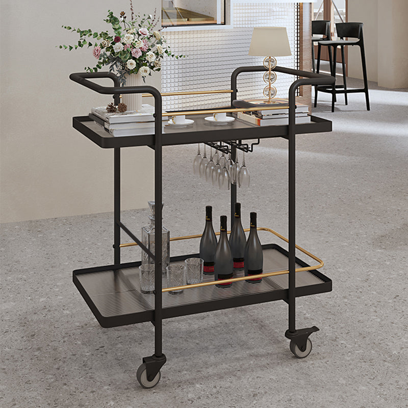 Modern Style Metal Prep Table 33.86"H Rolling Prep Table with Open Storage