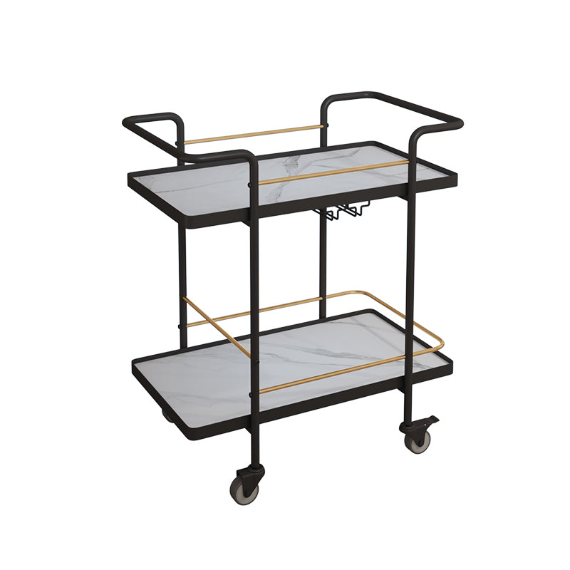 Modern Style Metal Prep Table 33.86"H Rolling Prep Table with Open Storage